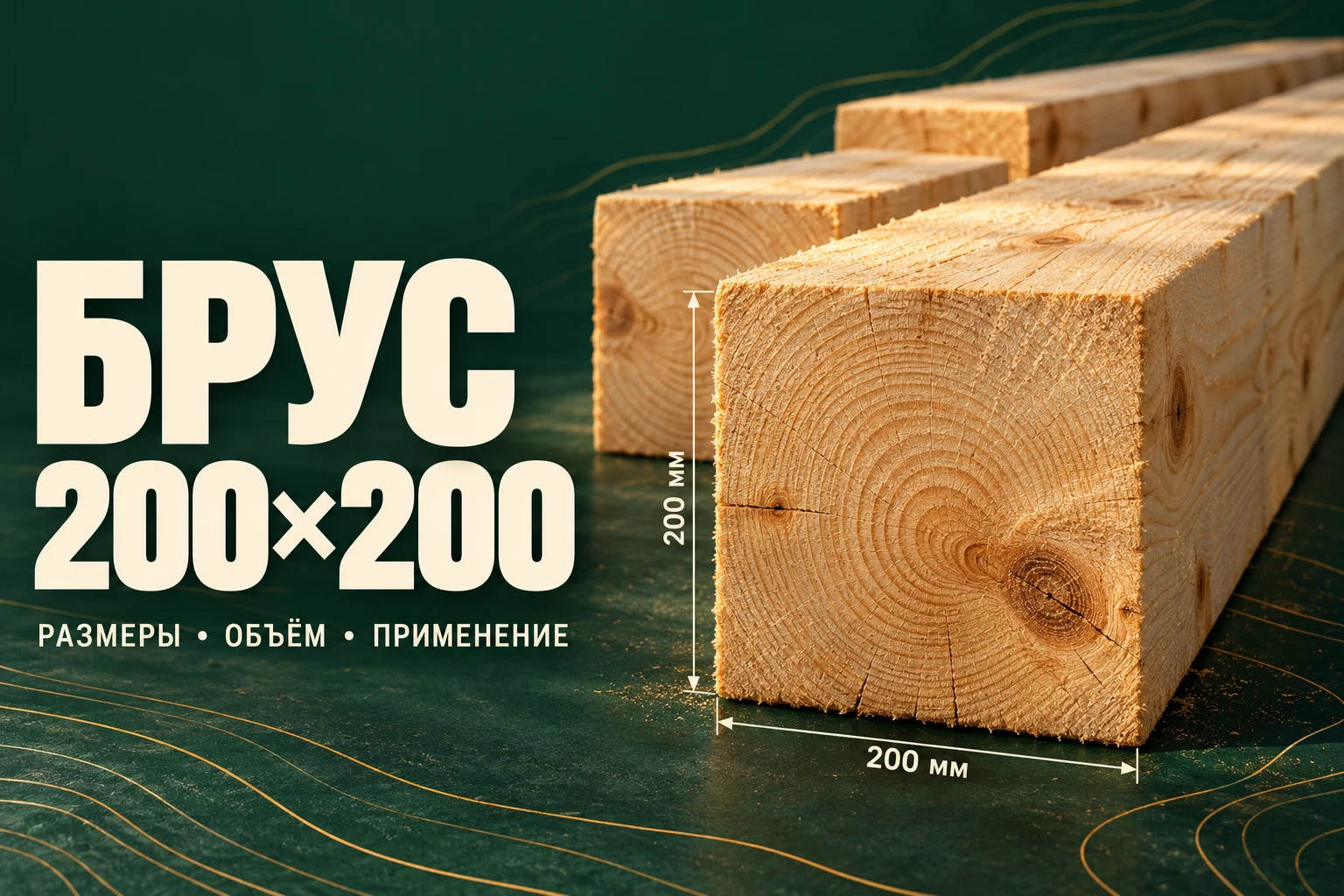 Рендер массивного деревянного бруса сечением 200×200 мм
