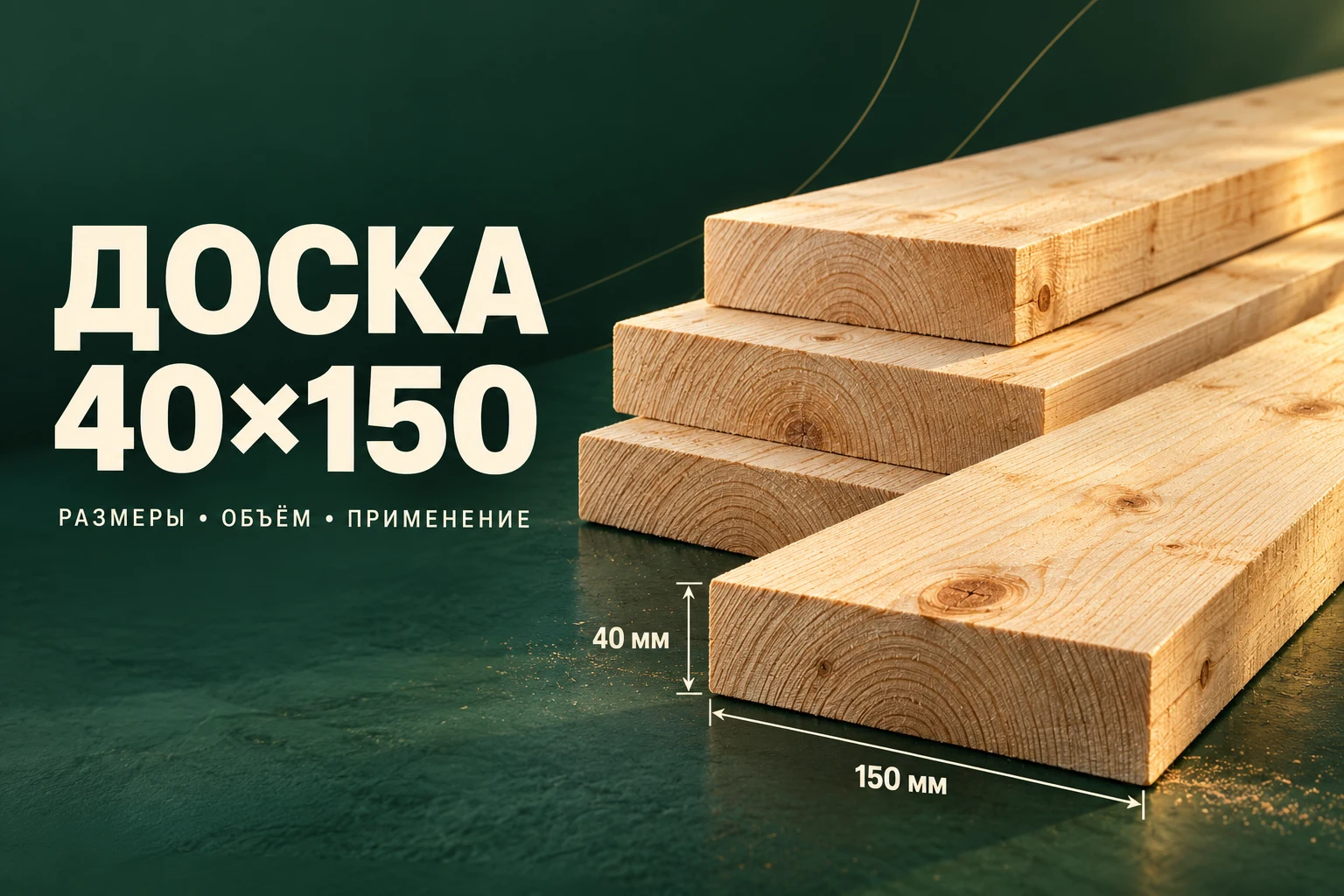 Рендер обрезной доски сечением 40×150 мм
