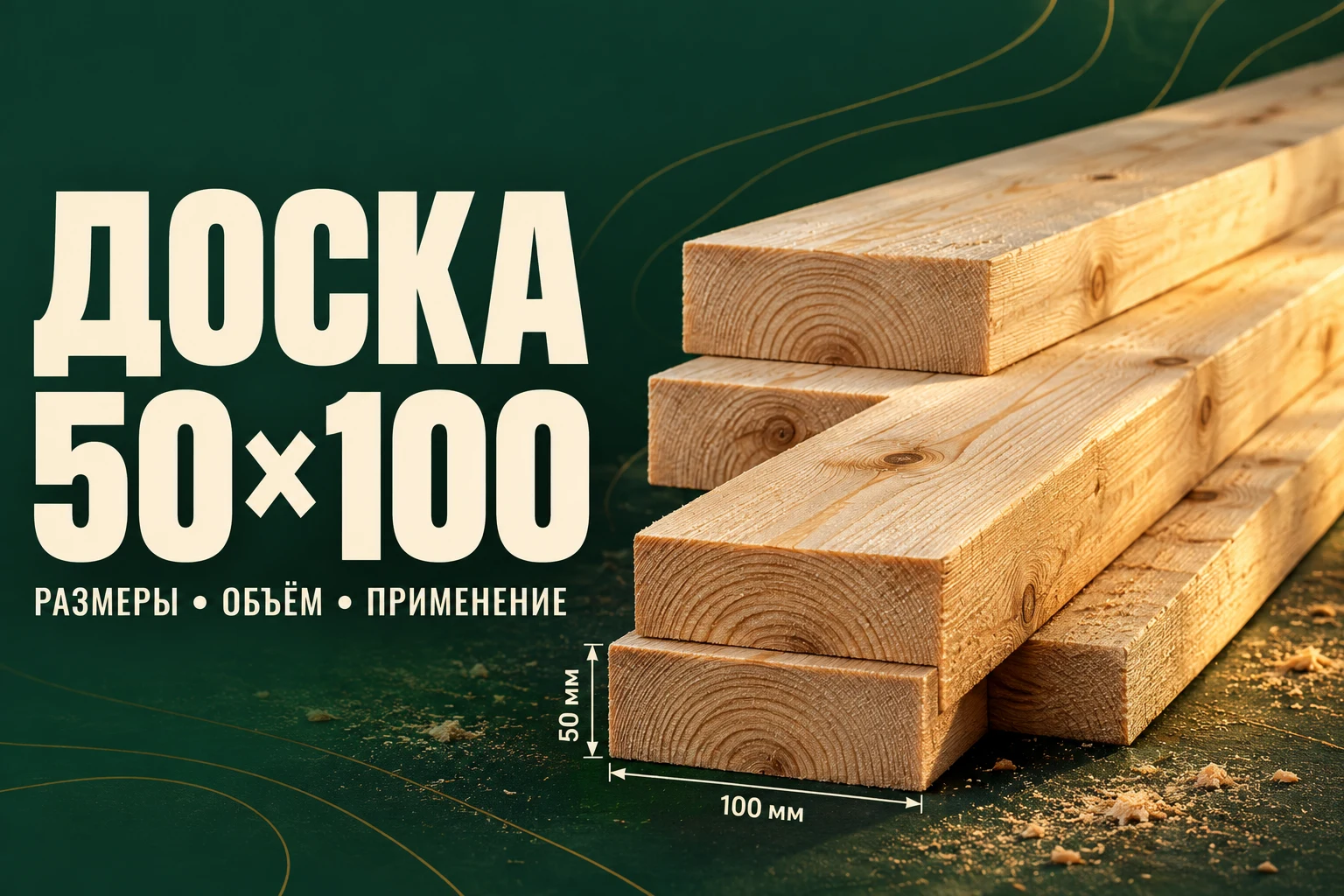 Рендер обрезной доски сечением 50×100 мм