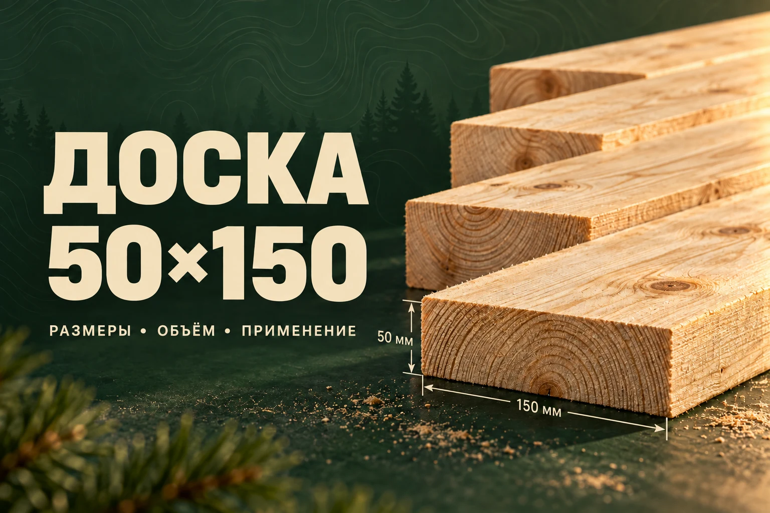 Рендер обрезной доски сечением 50×150 мм