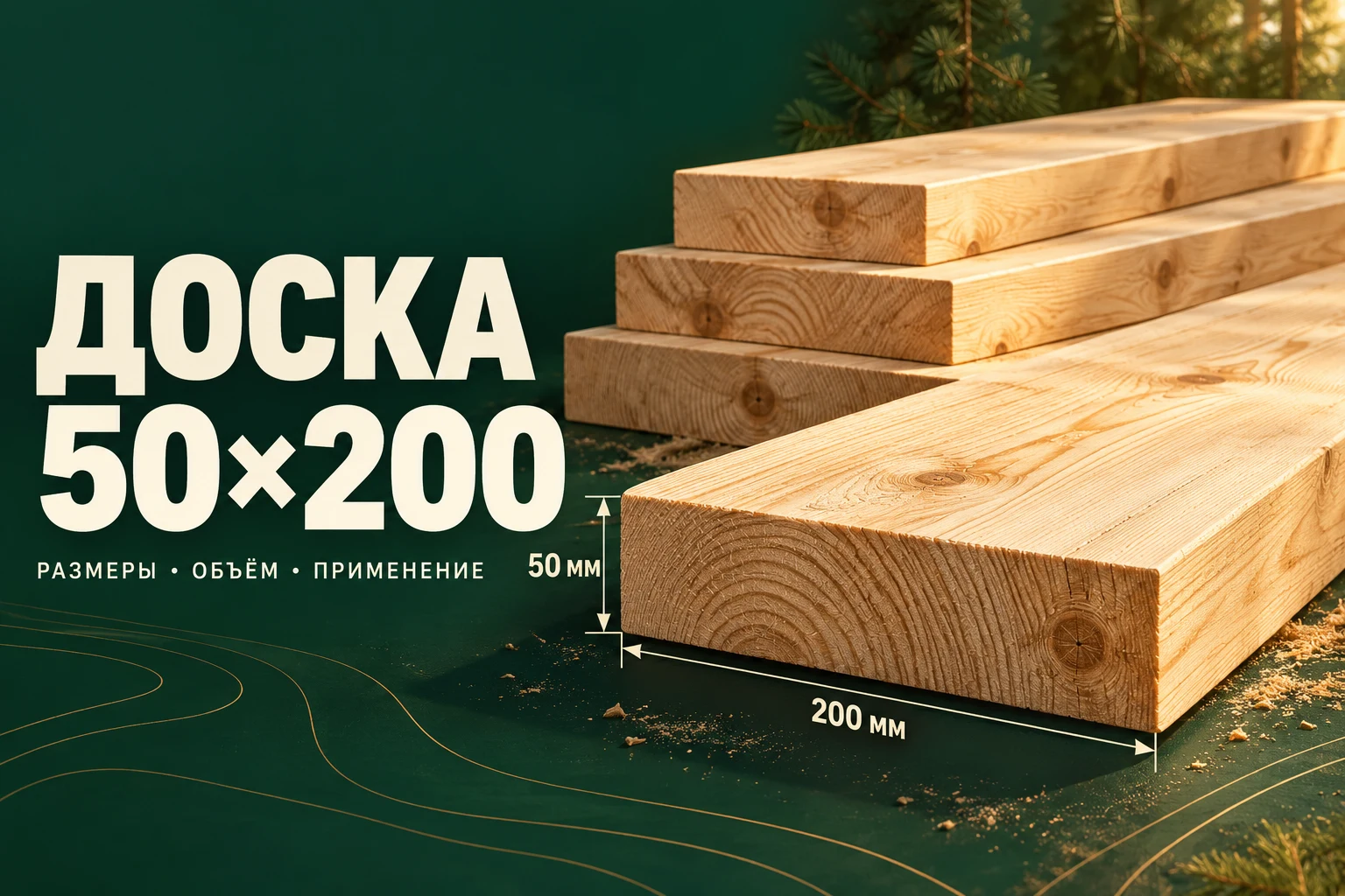 Рендер широкой обрезной доски сечением 50×200 мм