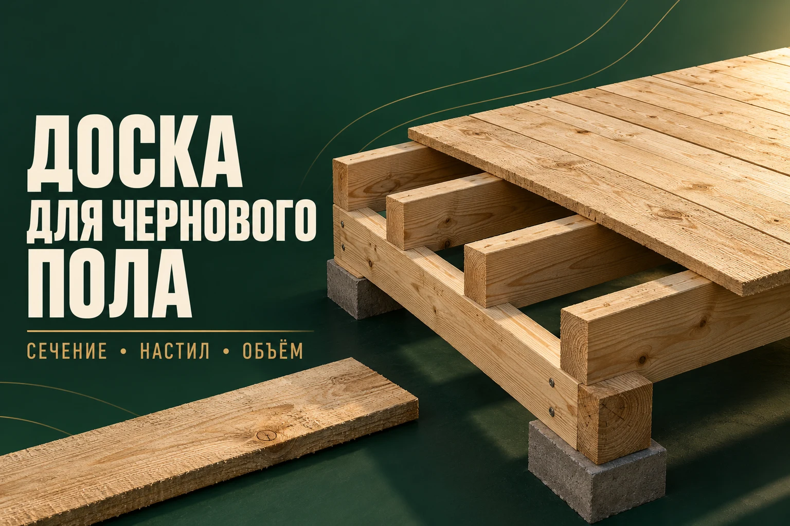 Архитектурный рендер чернового деревянного пола на лагах