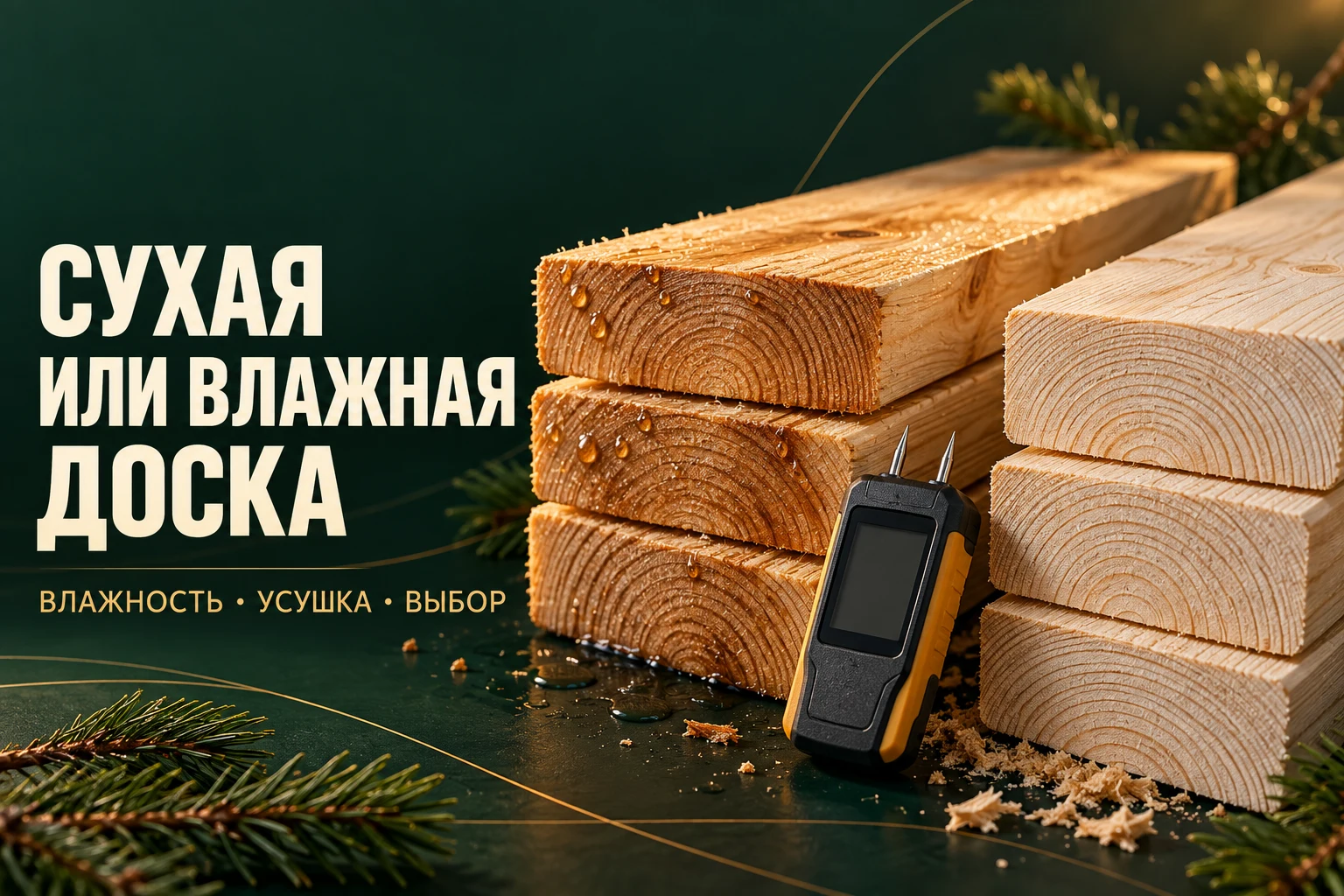 Рендер сухой и влажной доски с влагомером