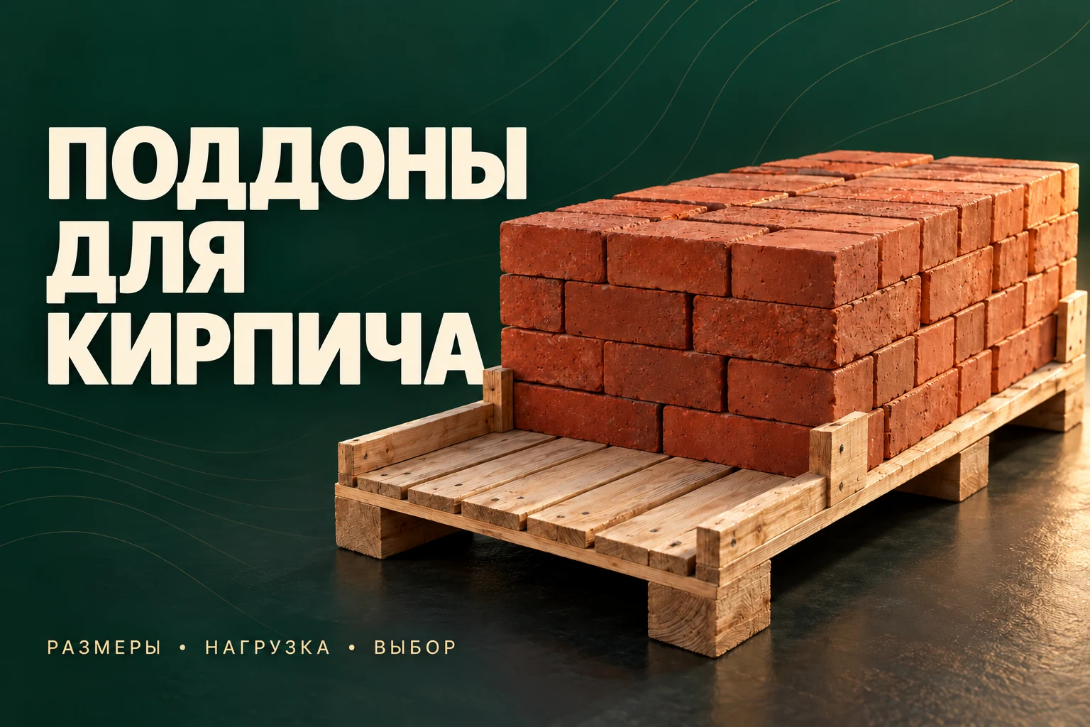 Объёмный рендер деревянного поддона с кирпичом