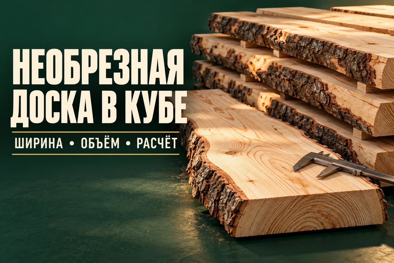 Рендер необрезной доски с измерительным инструментом