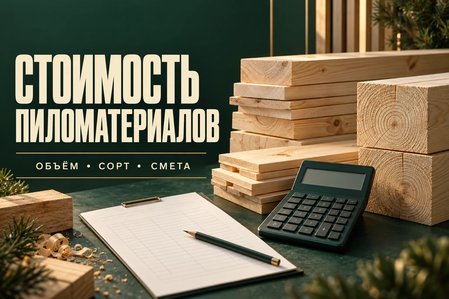 Рендер пиломатериалов с калькулятором для подготовки сметы