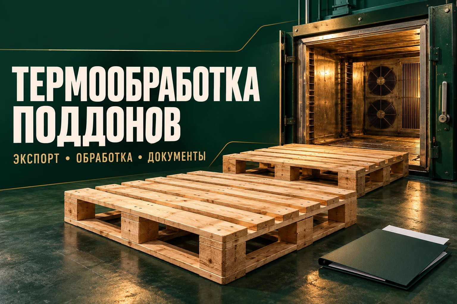 Рендер деревянных поддонов у камеры термообработки